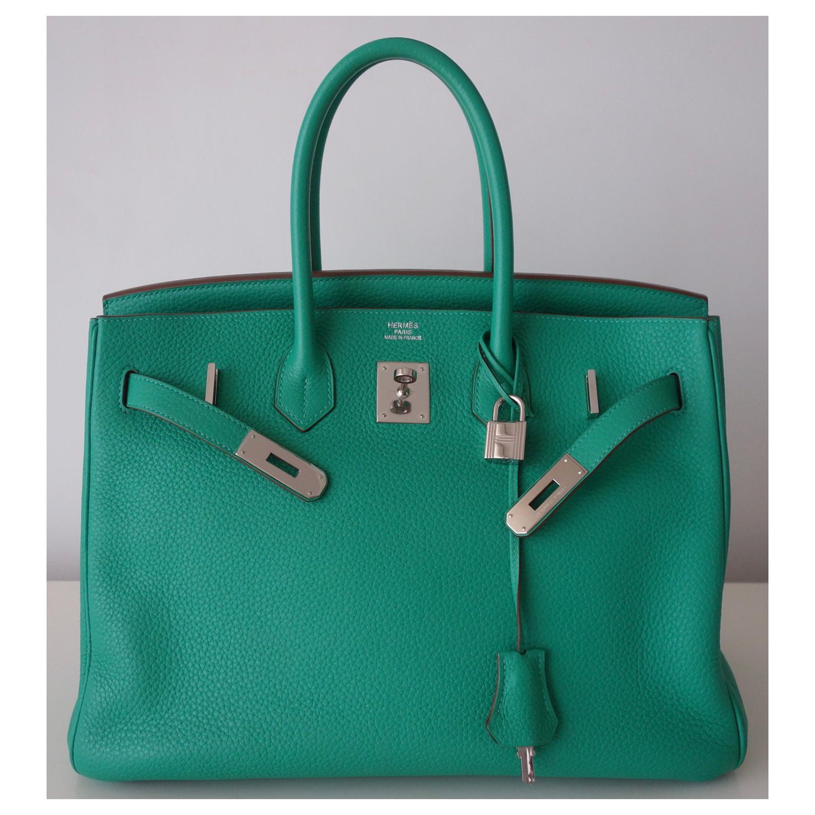 Hermès HERMES BIRKIN BAG 35 mint Green Leather ref.142534 - Joli Closet