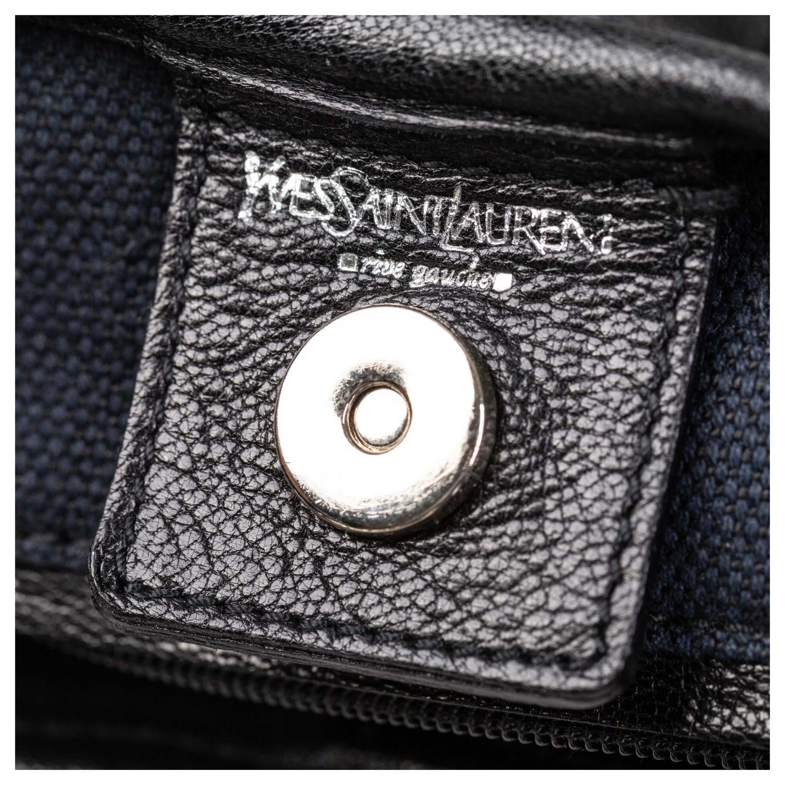 Yves Saint Laurent YSL White Canvas Mombasa Shoulder Bag Black Leather  Cloth Pony-style calfskin Cloth ref.193880 - Joli Closet
