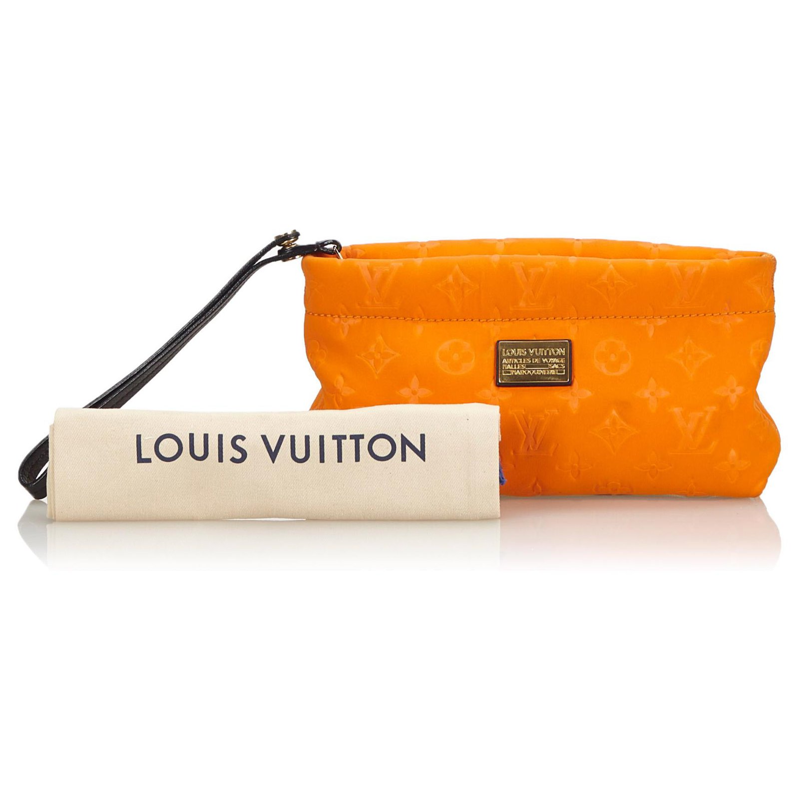 Louis Vuitton Orange Monogram Scuba Clutch Bag Leather Cloth ref
