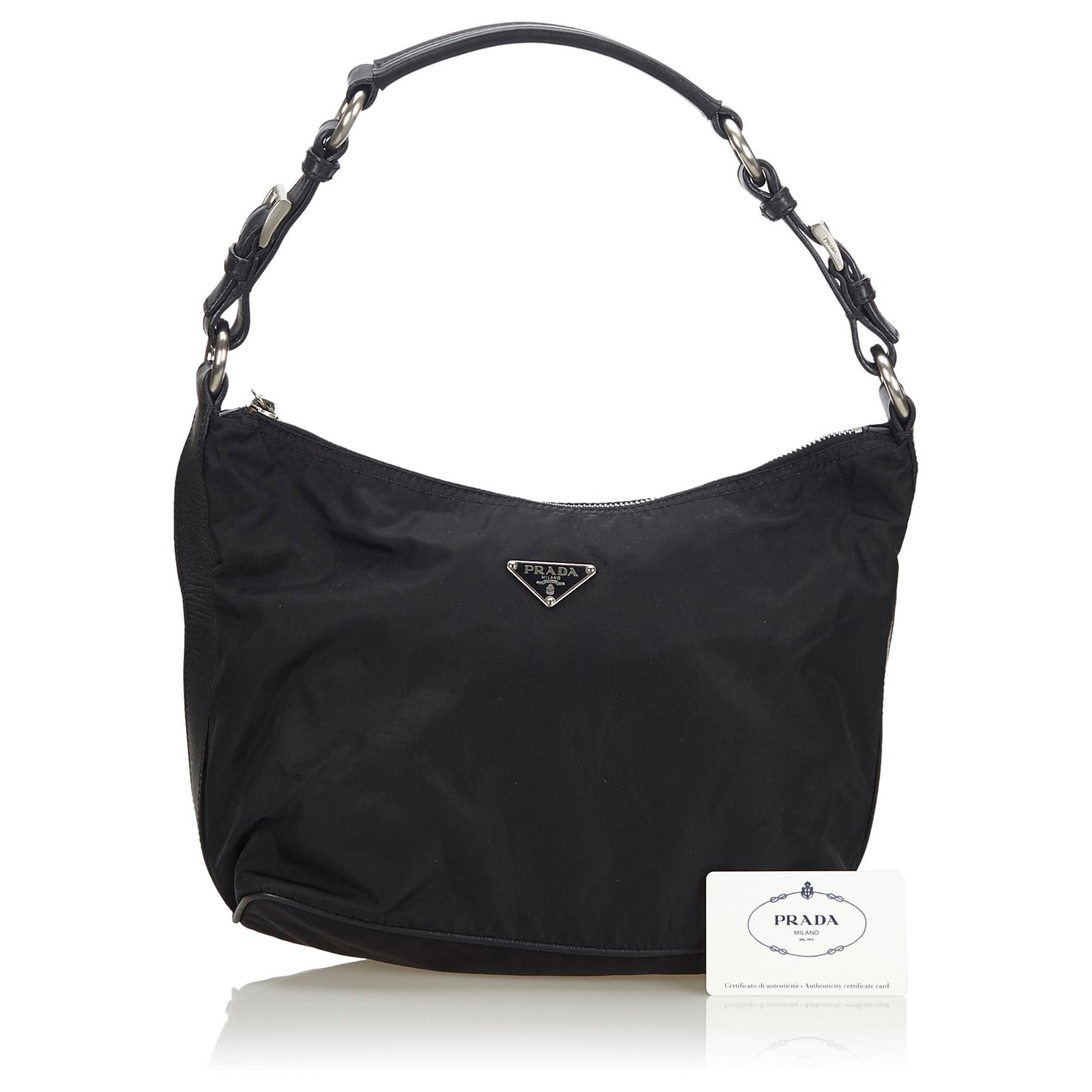 prada black nylon shoulder bag