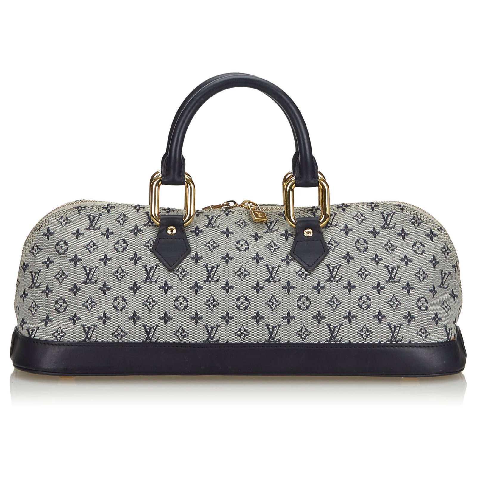 Louis Vuitton Gray Monogram Mini Lin Alma Long Handbag Blue Grey Navy blue  Leather Cotton Cloth ref.144299 - Joli Closet