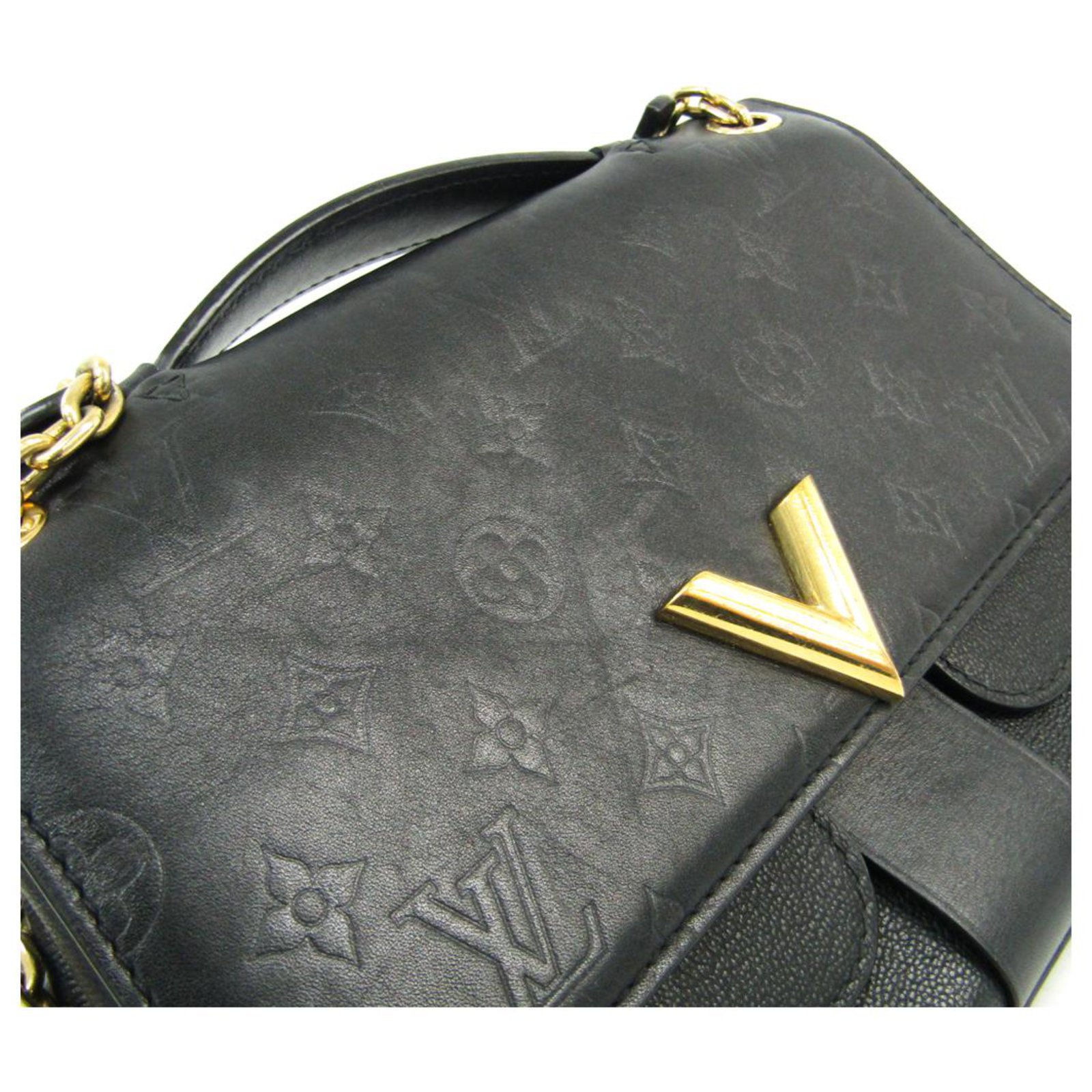 M43714 LV Louis Vuitton Monogram Saint Placide Chain Bag Real Leather  Handbag Black 6704 [LV1379] - $299.00