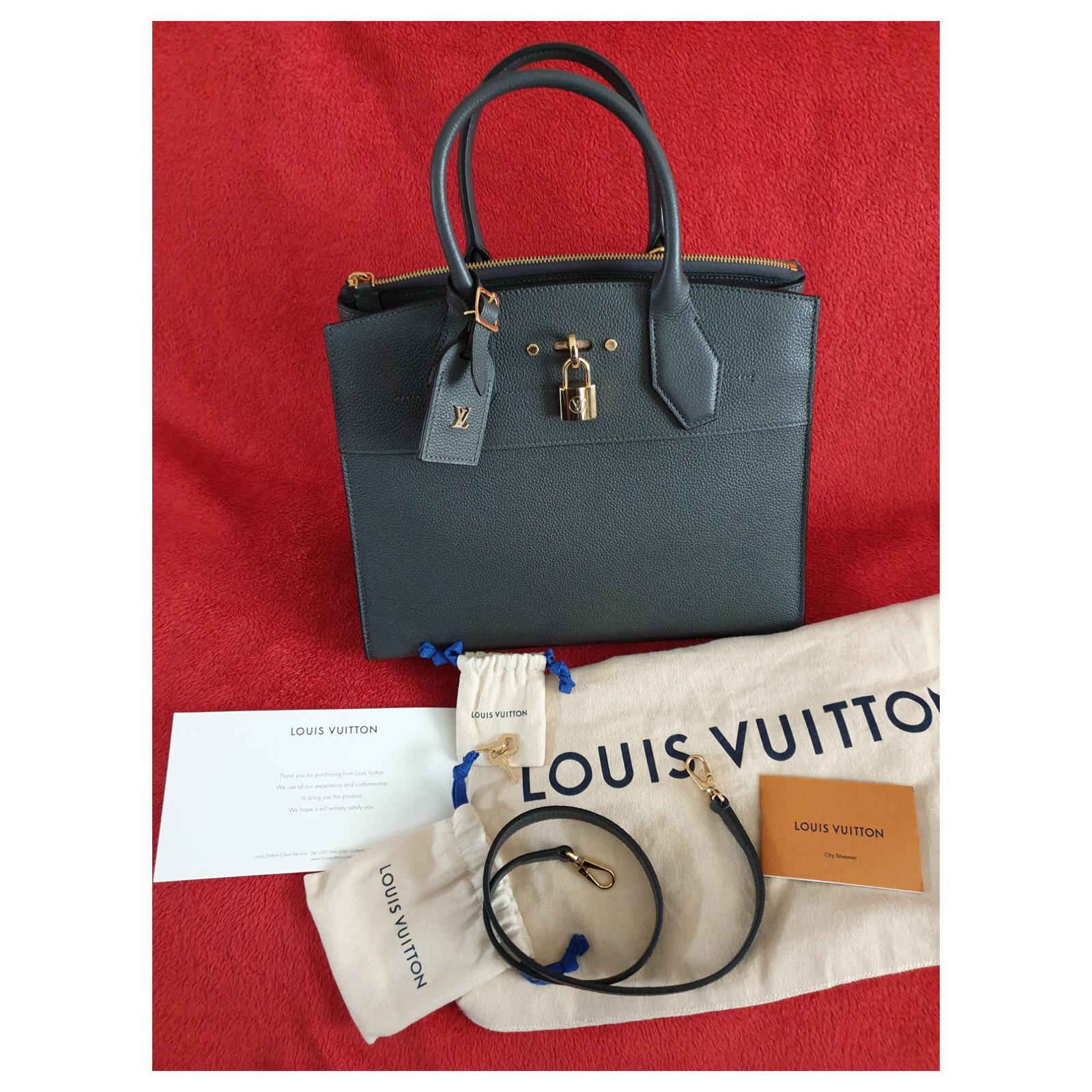 Louis Vuitton LV steamer pochette new Grey Leather ref.264172 - Joli Closet