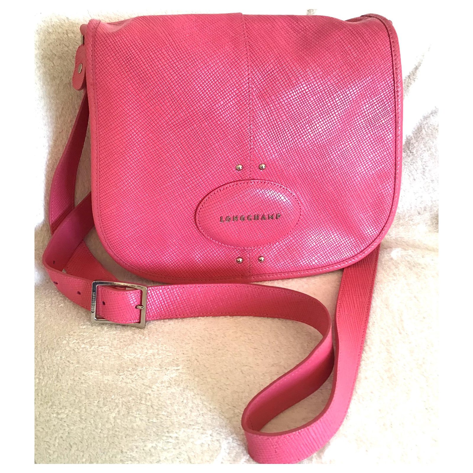 Longchamp Quadri Pink Leather ref.144559 - Joli Closet