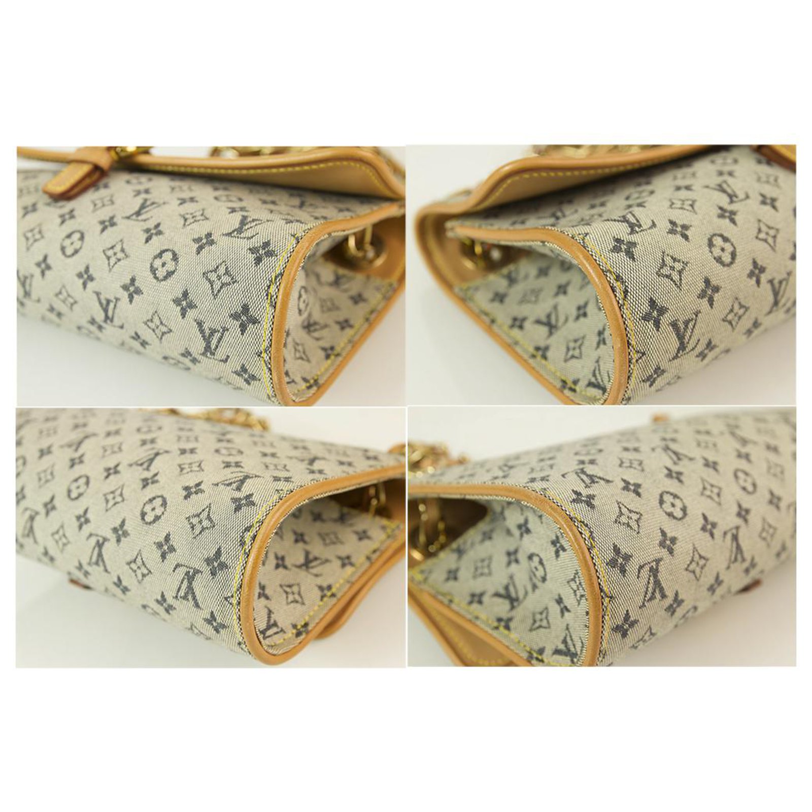 LOUIS VUITTON Camille Idylle Mini Lin Monogram Fabric Canvas Shoulder Bag  with tan leather Blue ref.144608 - Joli Closet