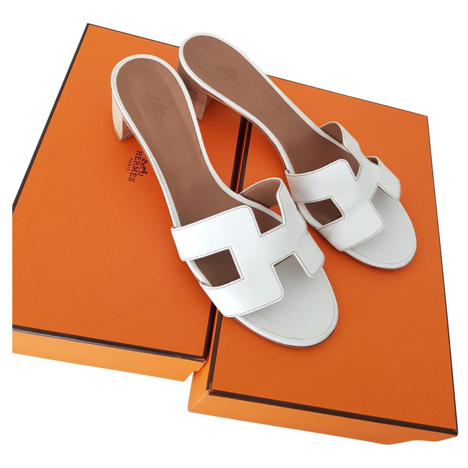 Hermès Hermes Oasis sandals White Leather ref.144719 - Joli Closet