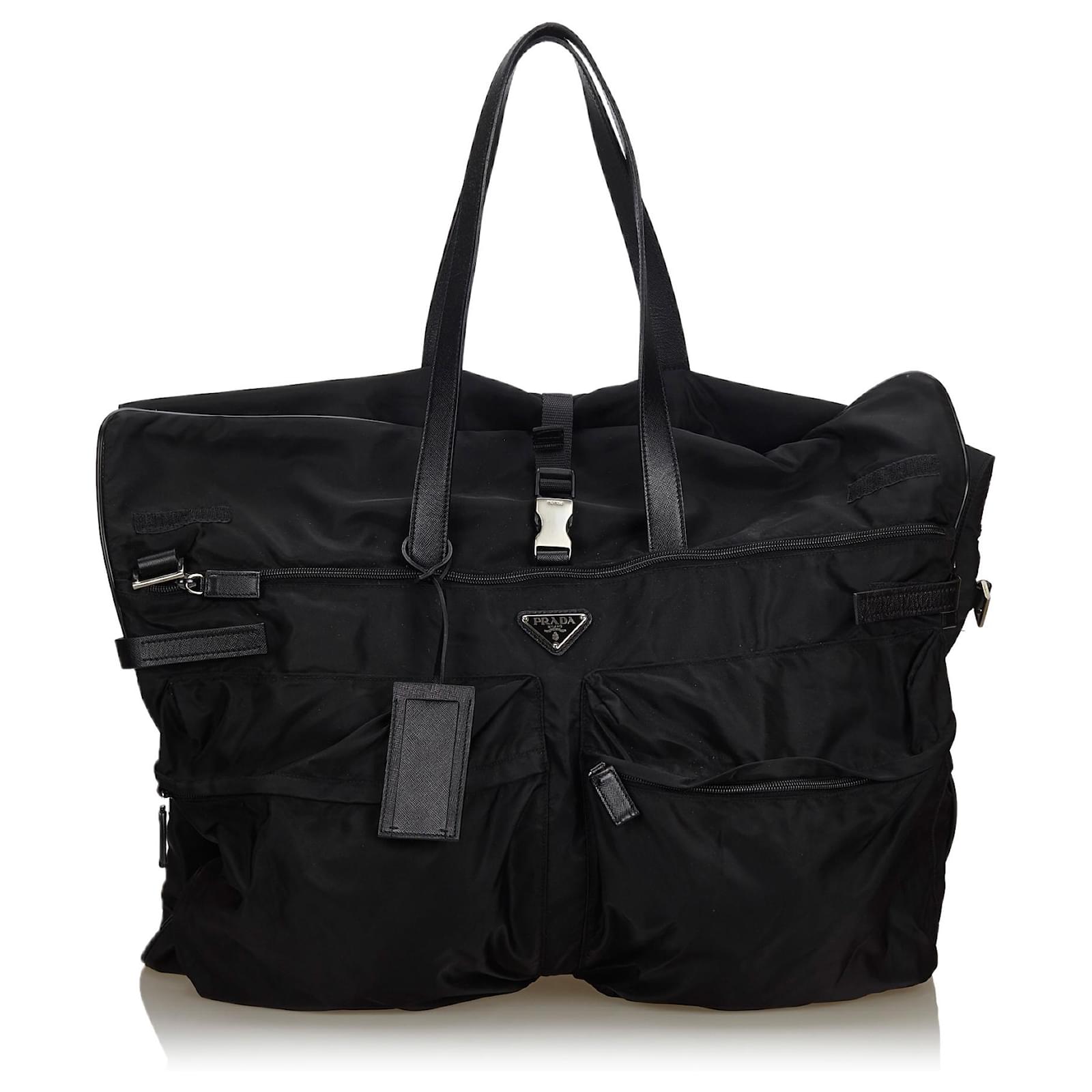 Prada Black Nylon Garment Bag Leather Cloth ref.145039 Joli Closet