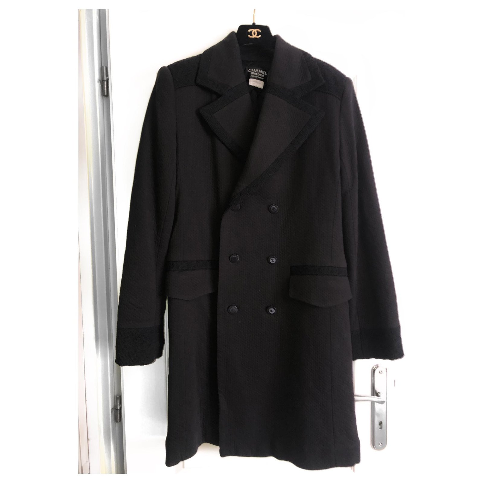 Long Coats Chanel Uniform Men Black Cotton  - Joli Closet