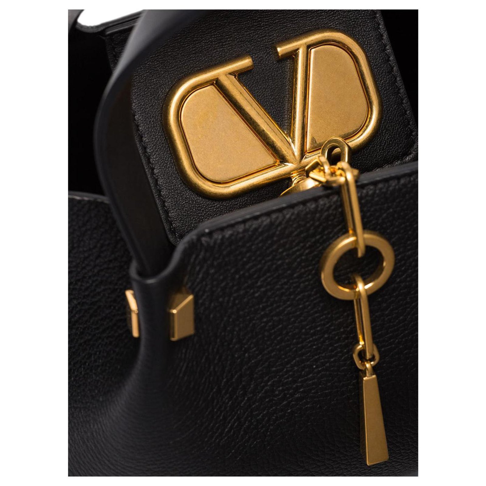 VALENTINO GARAVANI VLOGO WALK calf leather TOTE BAG Black ref.238181 - Joli  Closet