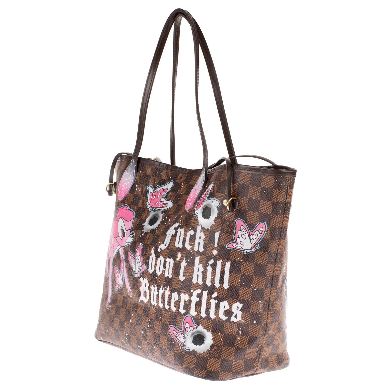 Louis Vuitton Stunning Louis Vuitton Neverfull MM Checkered Ebony Tote Bag Customized by the ...