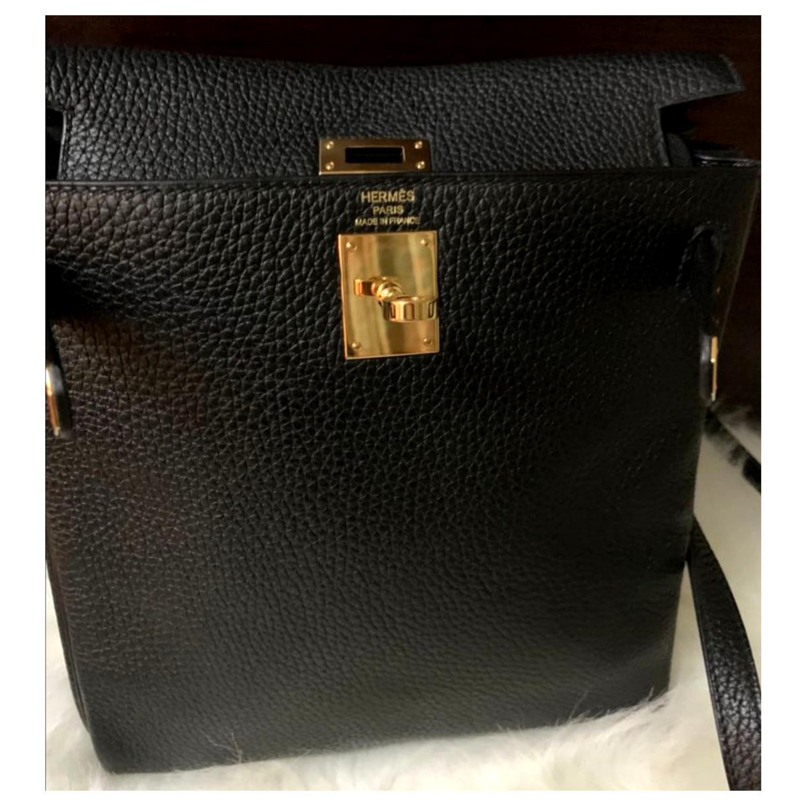 Hermès Black Togo Hermes Kelly ado backpack Leather ref.146266 - Joli Closet