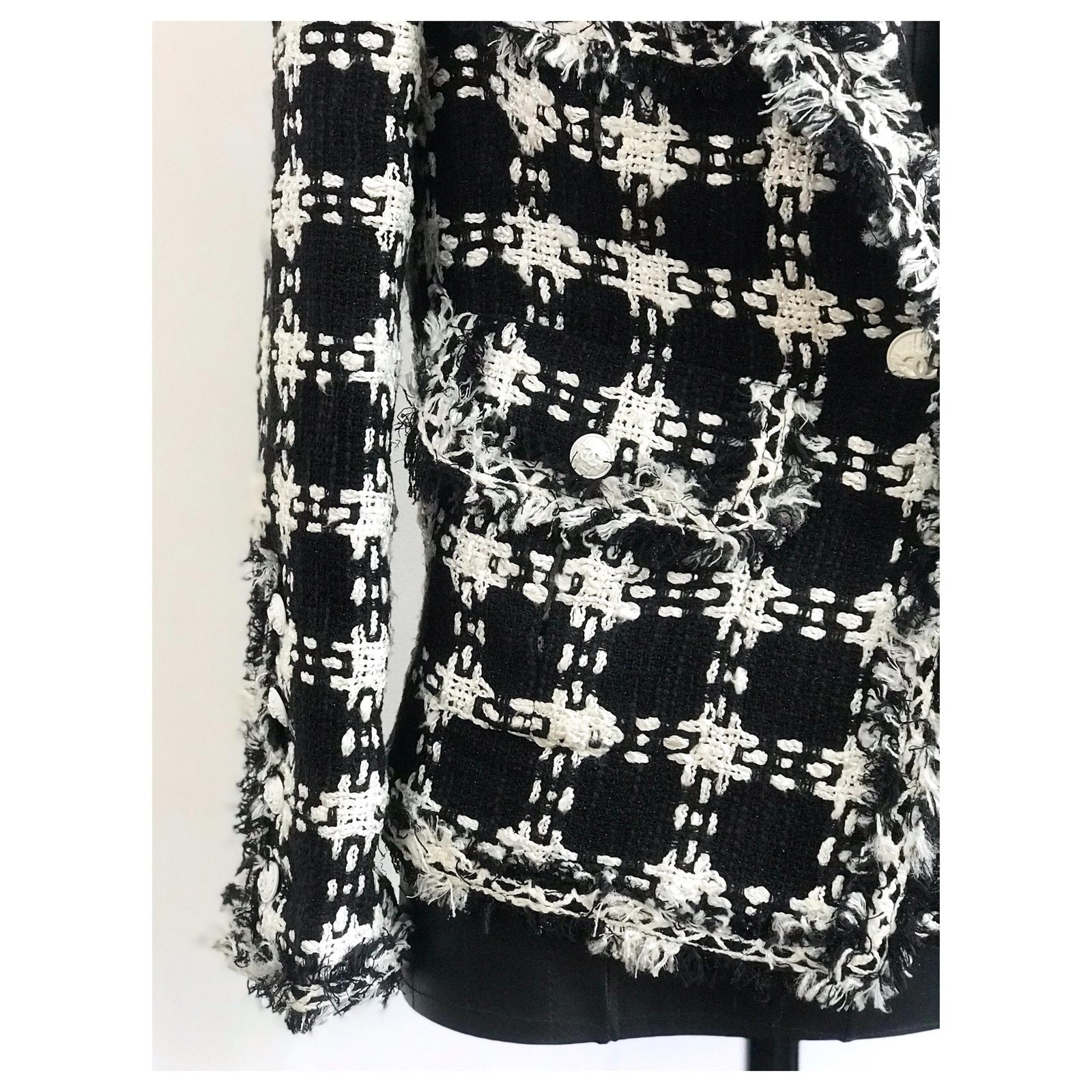 Coat - Cotton tweed, black & white — Fashion | CHANEL