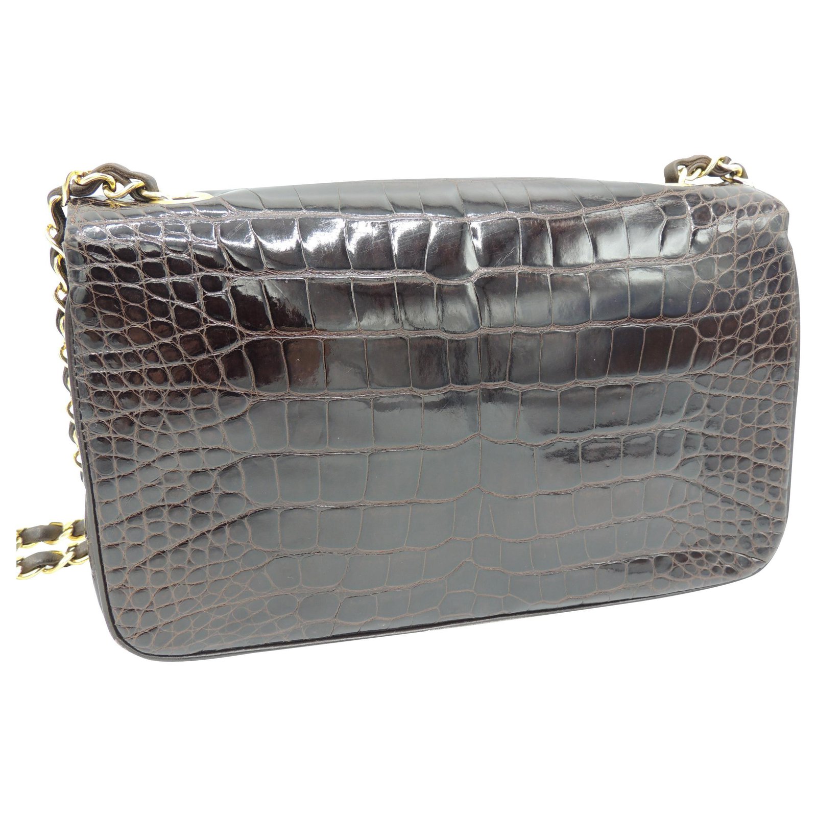 Ombre Grey Crocodile Flap Bag