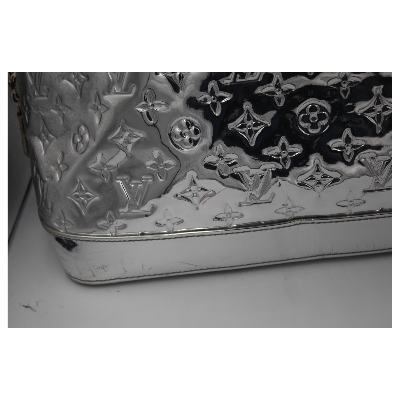 Alma Louis Vuitton XL Bag in Silver Miroir Leather For Sale at 1stDibs