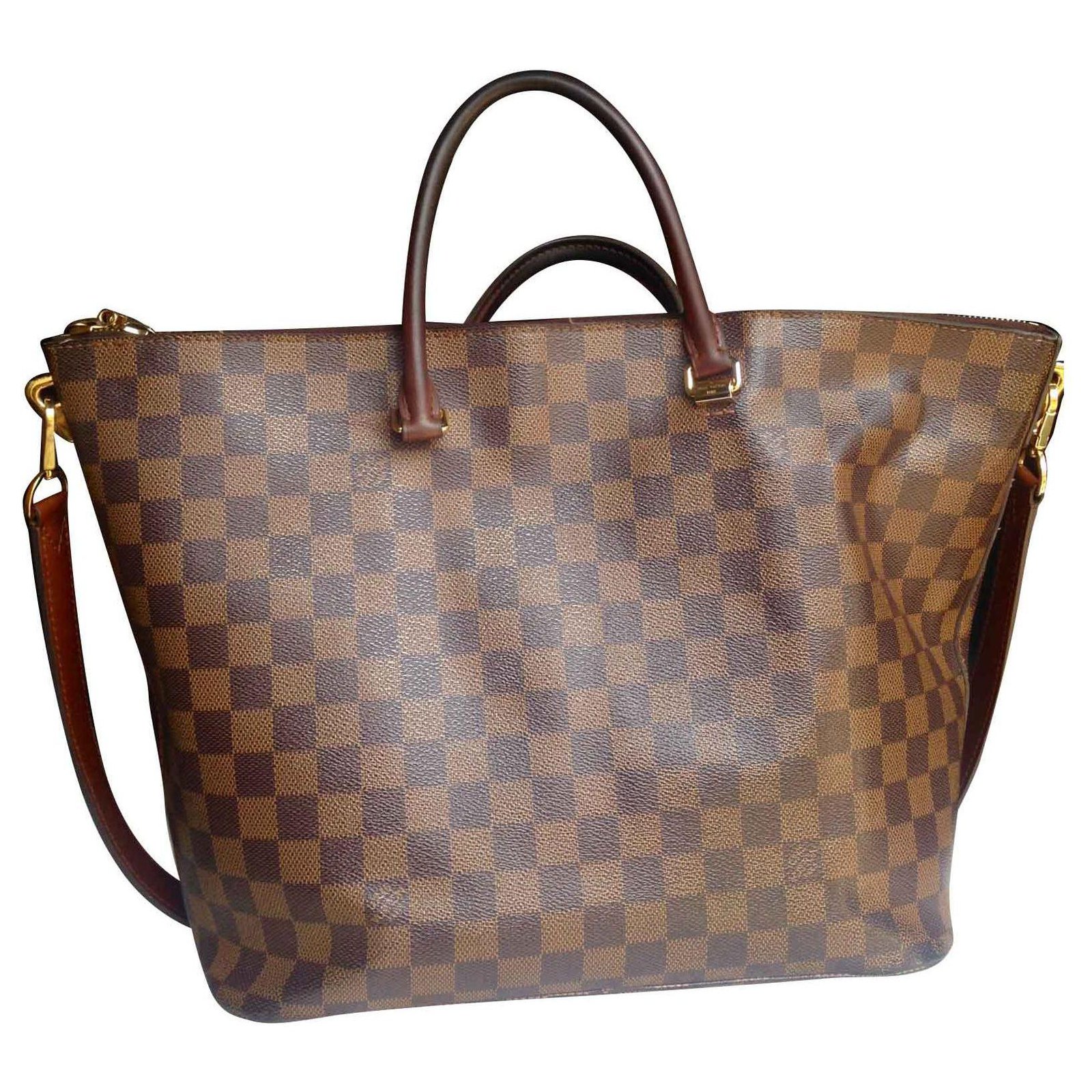 LOUIS VUITTON BELMONT DAMIER TOTE BAG Brown Leather ref.146672