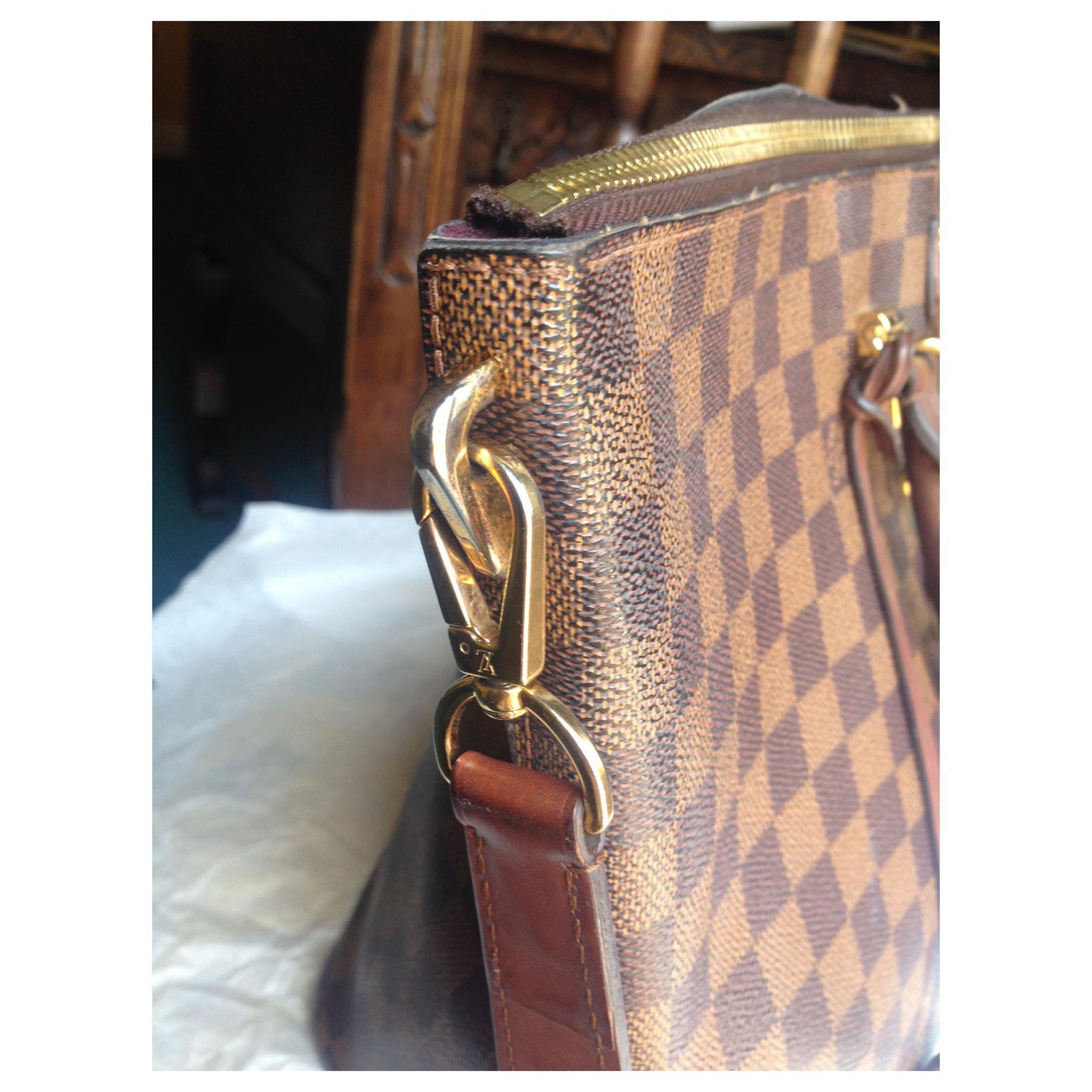 Louis Vuitton Belmont Damier Ebene Tote Bag Brown - DDH