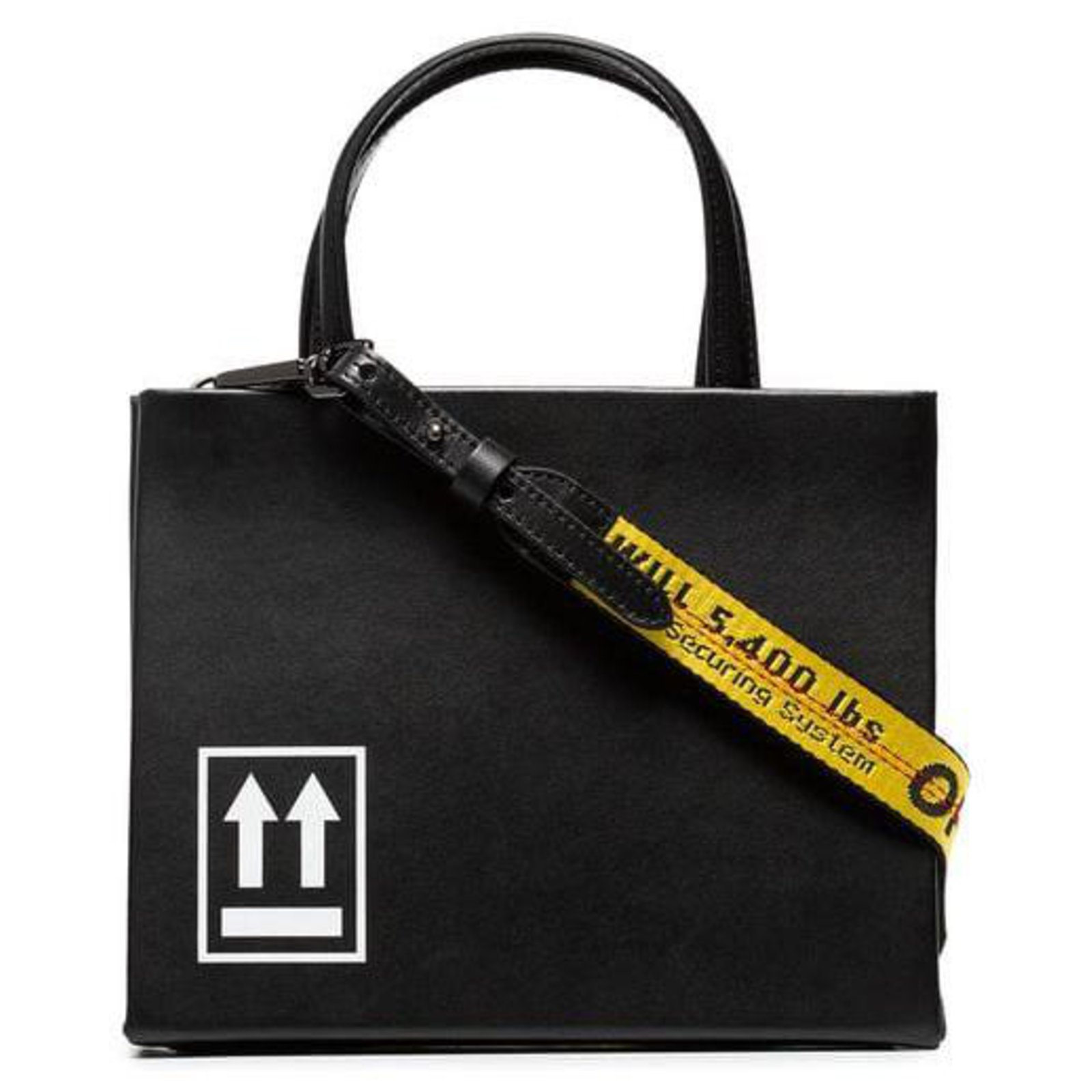 Off-White Black Leather Mini Box Tote Off-White