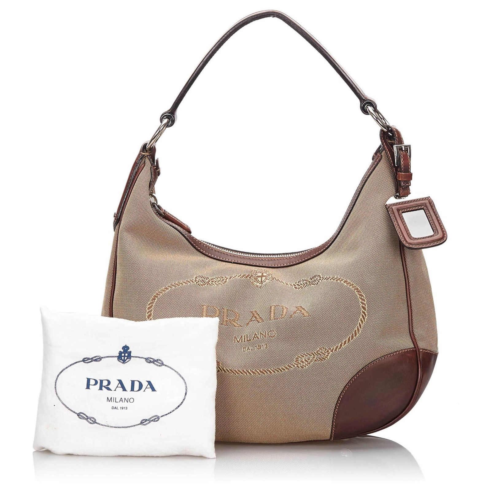 Prada Beige/Brown Canapa Canvas and Leather Tote Prada | The Luxury Closet