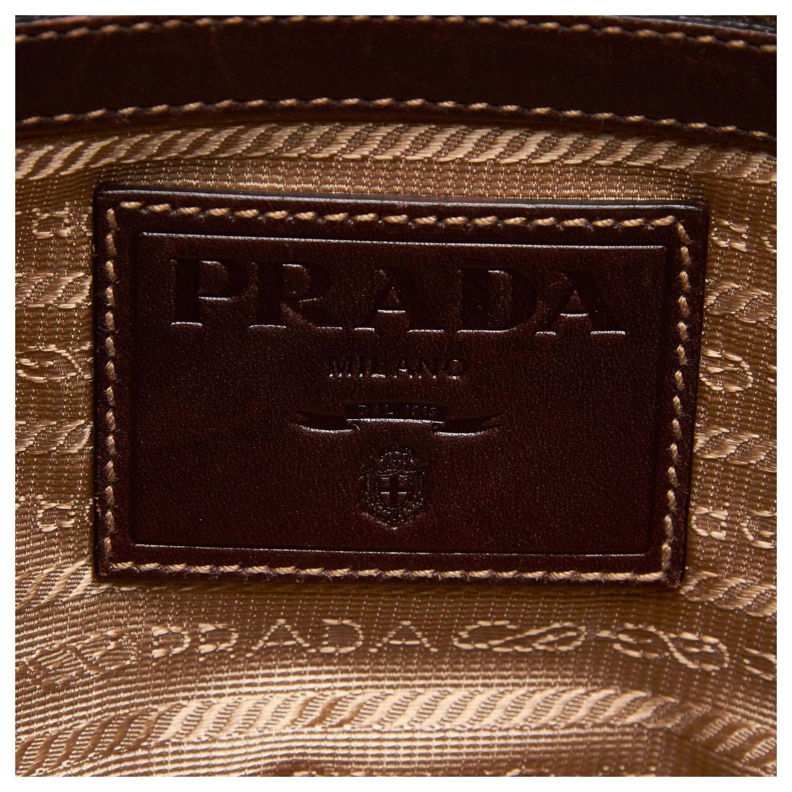 Prada Brown Canapa Canvas Shoulder Bag Beige Dark brown Leather Cloth Cloth  ref.146938 - Joli Closet