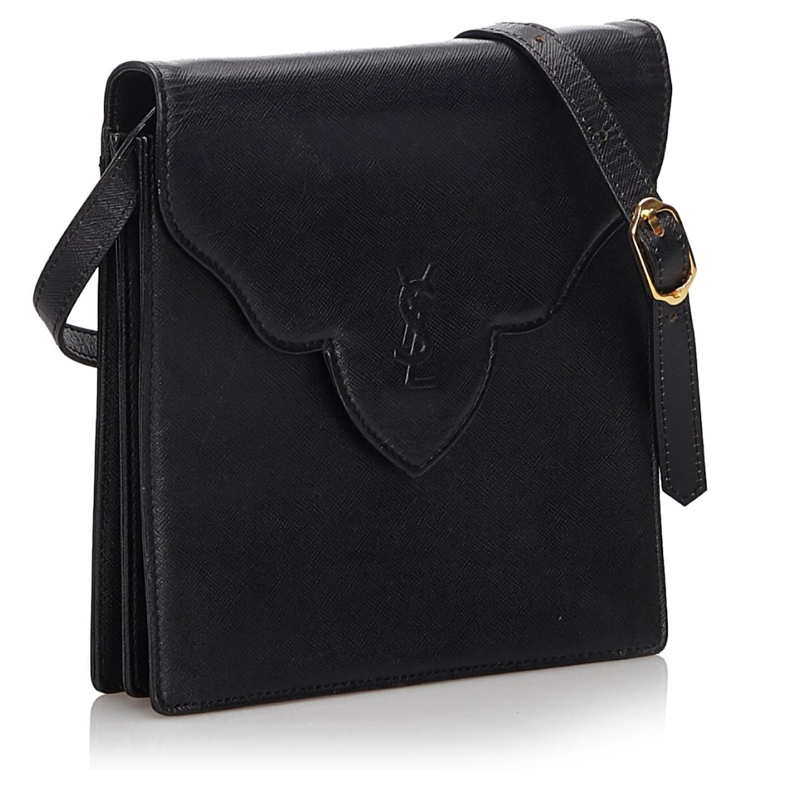 Yves Saint Laurent YSL Sac ?� bandouli?�re en cuir noir ref.147088 - Joli Closet