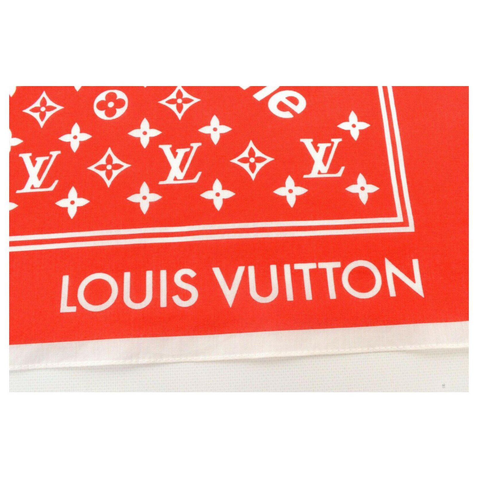 Louis Vuitton x Supreme Monogram Scarf Red Cotton ref.148693