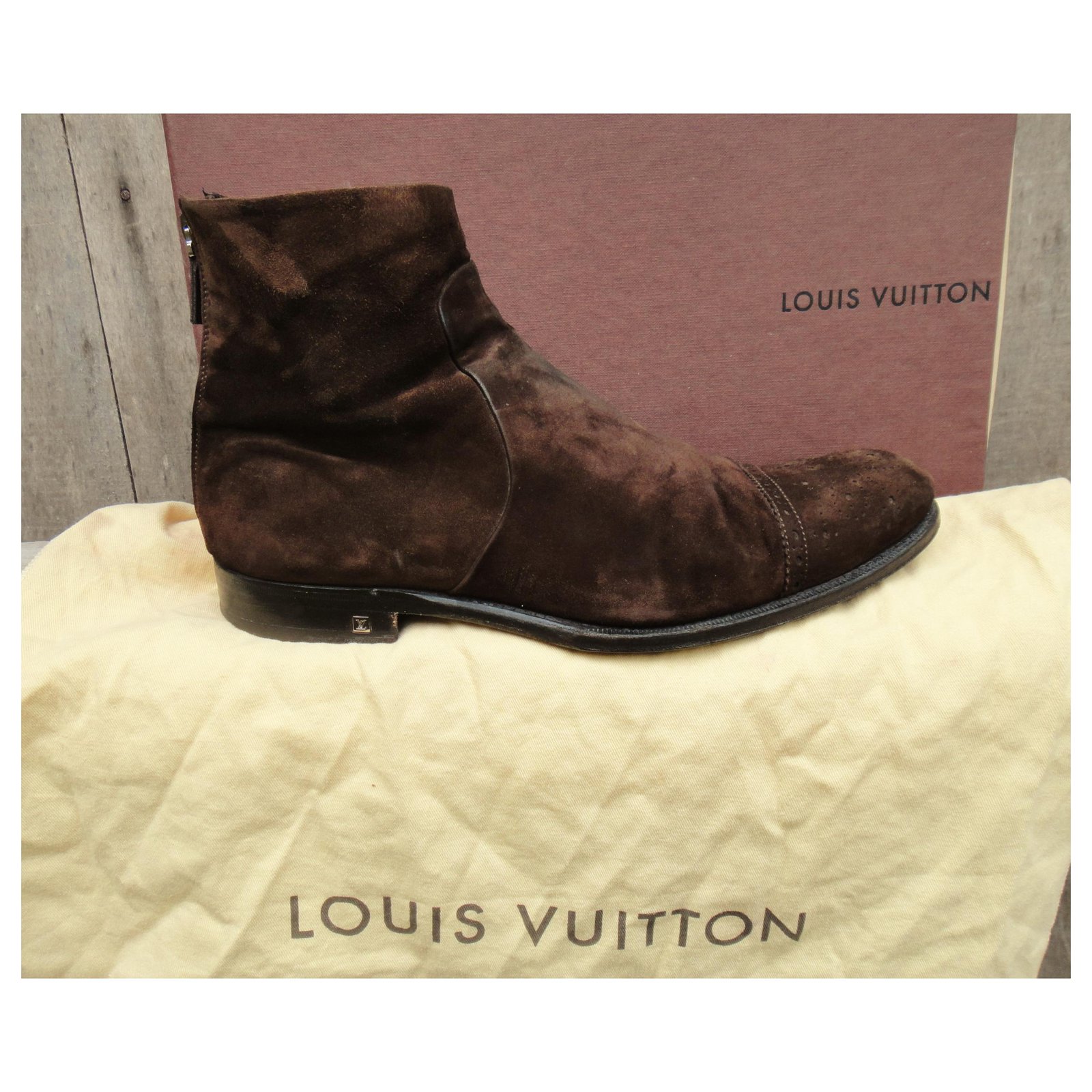 Leather boots Louis Vuitton Brown size 9 UK in Leather - 15249804