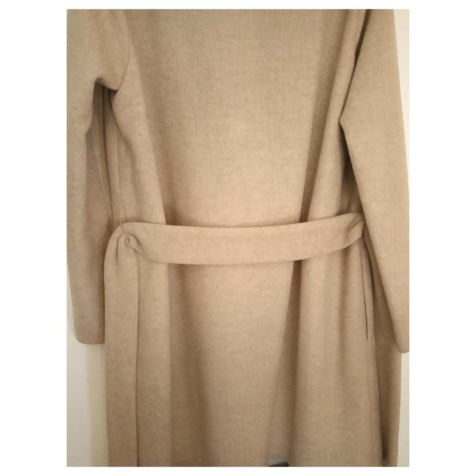 Uterque Abrigos, Ropa de calle Beige Gris Lana Poliamida ref
