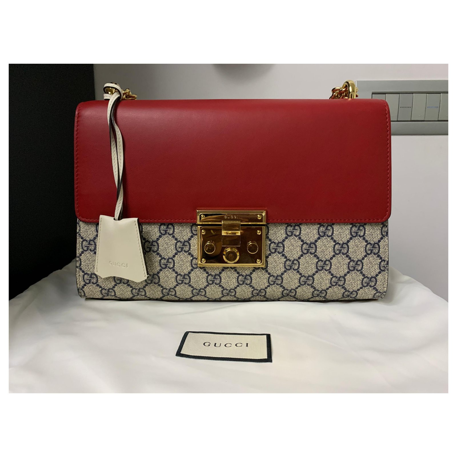 Gucci Padlock GG Supreme Red Apple Canvas Small Shoulder Ladies Handbag -  Chronostore