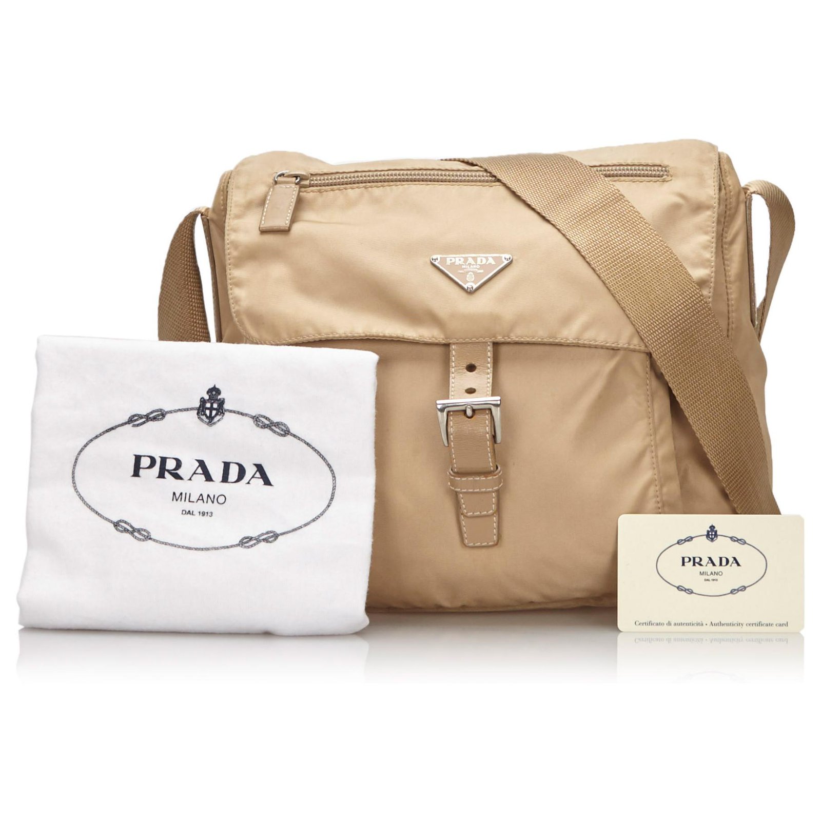 PRADA Shoulder Bag Nylon Beige Auth 44812 ref.959604 - Joli Closet