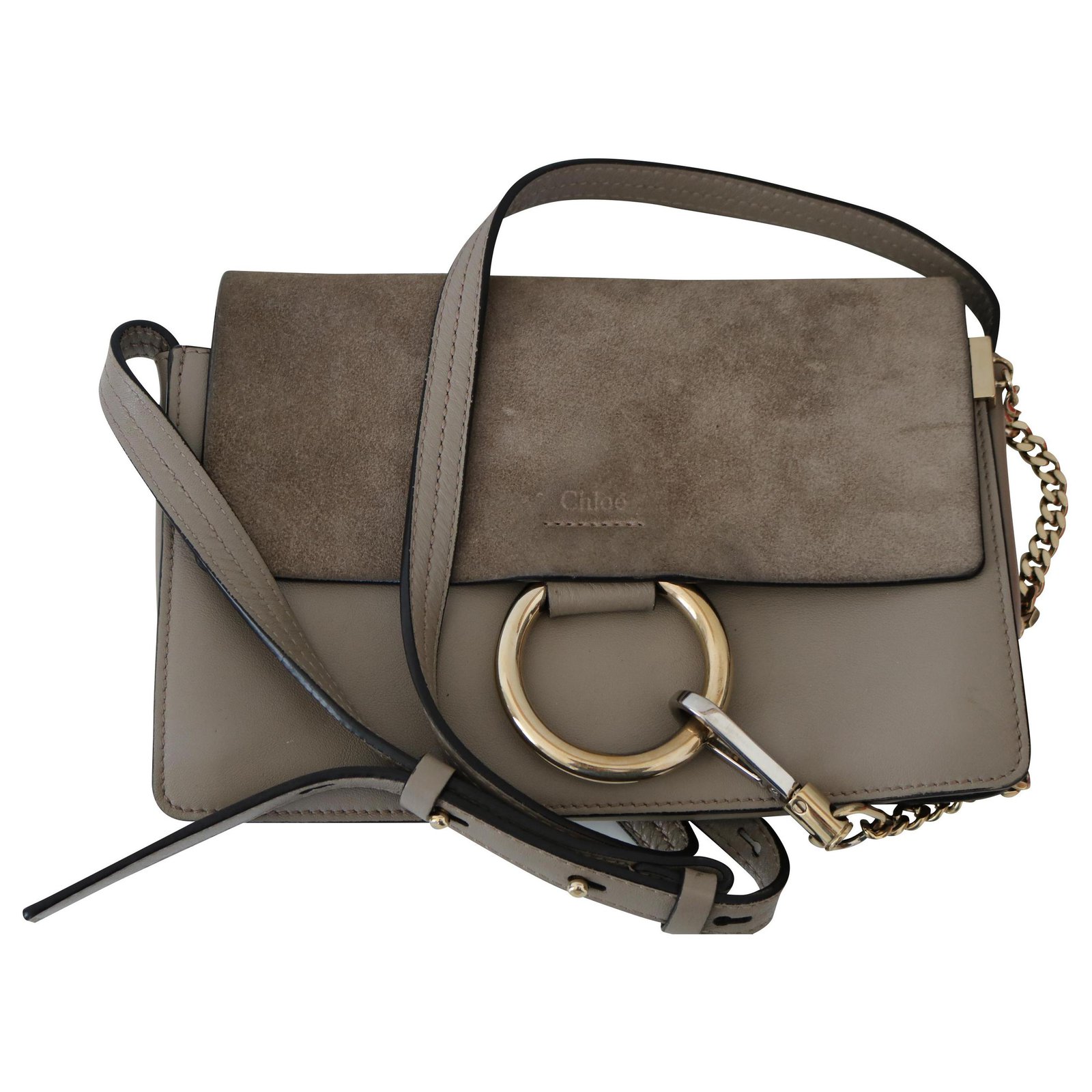 Chloé *CHLOE Bag FAYE Face Small Shoulder Pochette Clutch Leather Chain  Brown ref.634842 - Joli Closet
