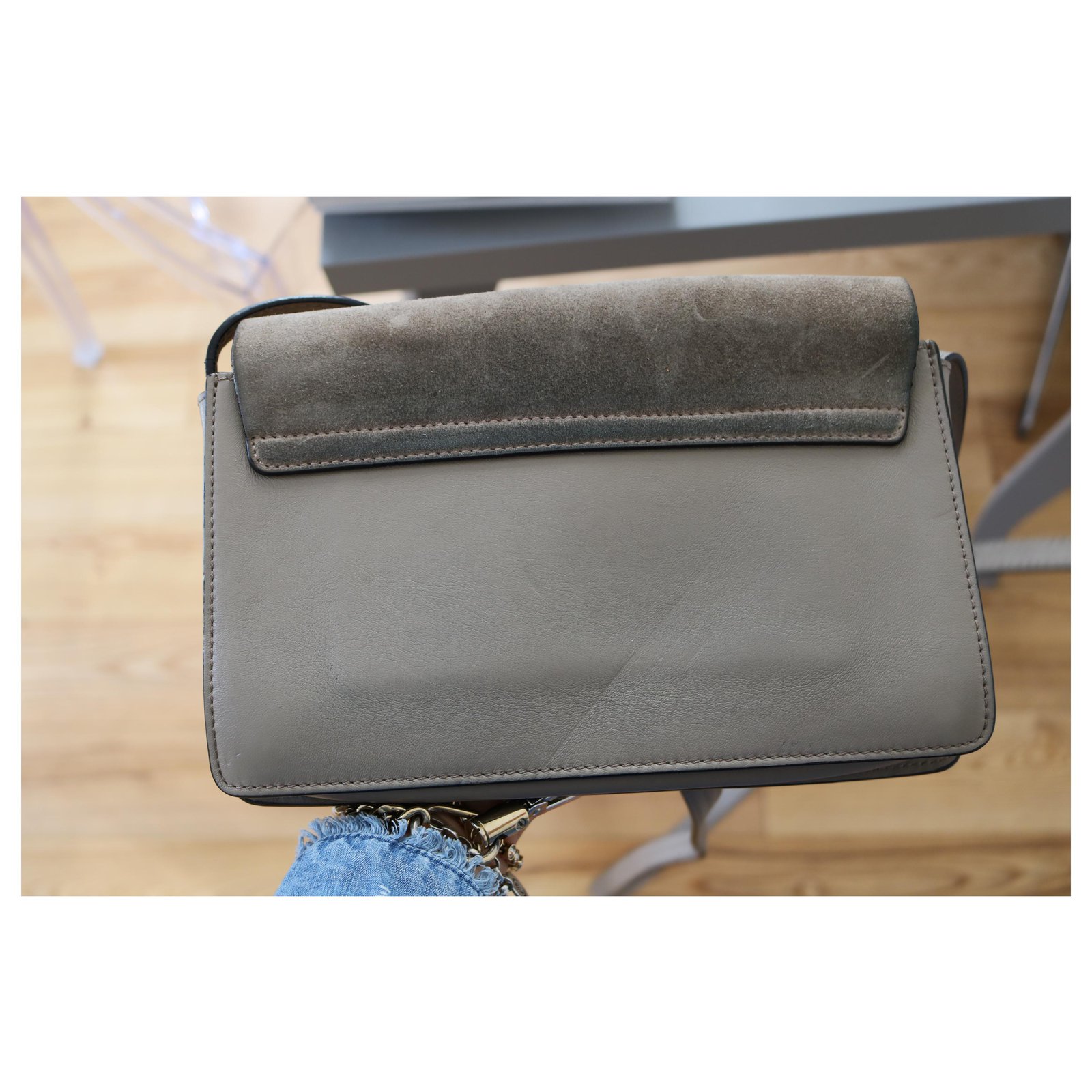 Chloé Faye Small Shoulder Bag Grey Leather ref.149667 - Joli Closet