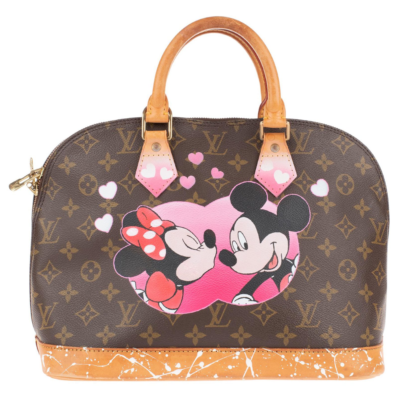 Louis Vuitton Alma Minnie & Mickey customized by artist PAtBo! Brown  Leather Cloth ref.149791 - Joli Closet