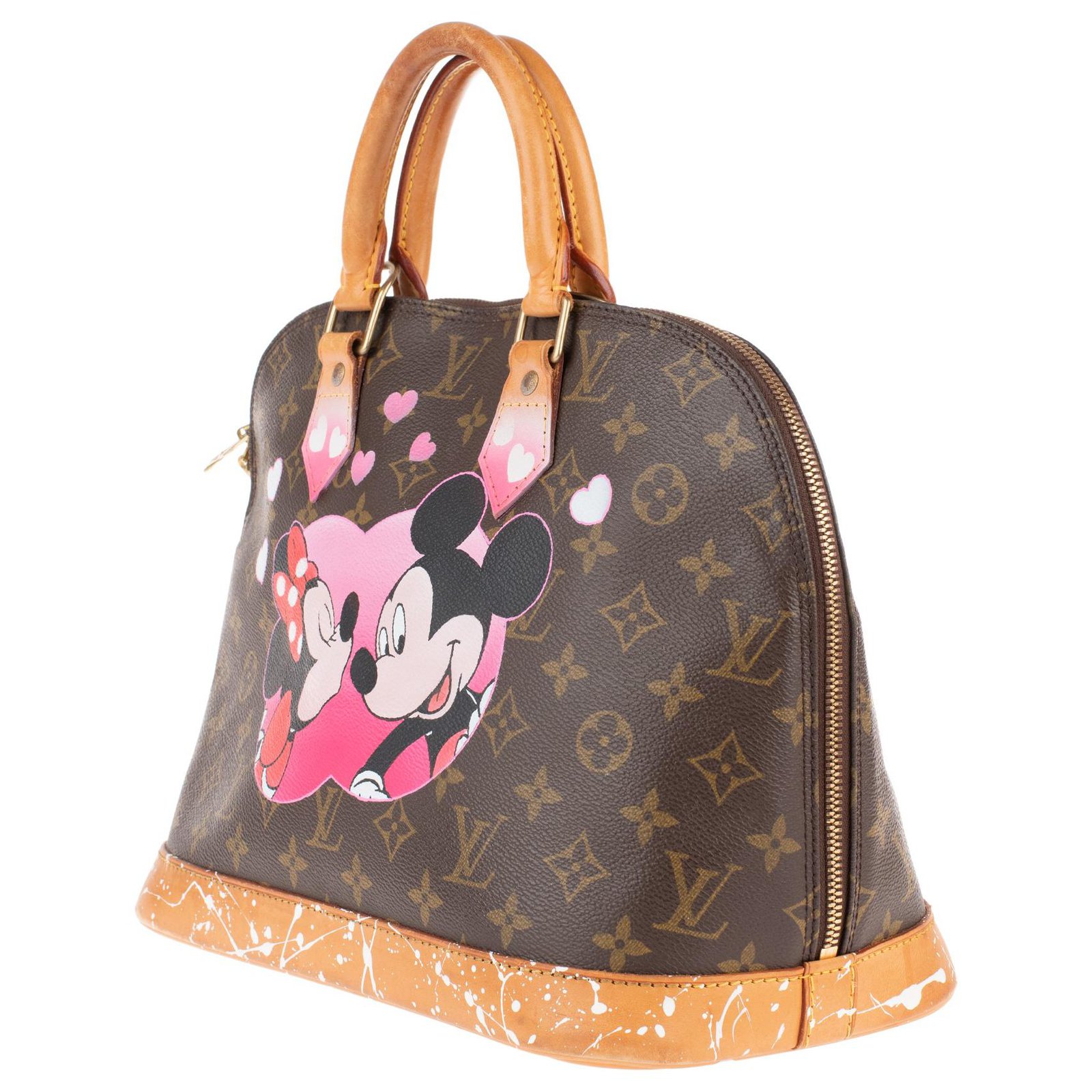 Louis Vuitton Alma Minnie & Mickey customized by artist PAtBo