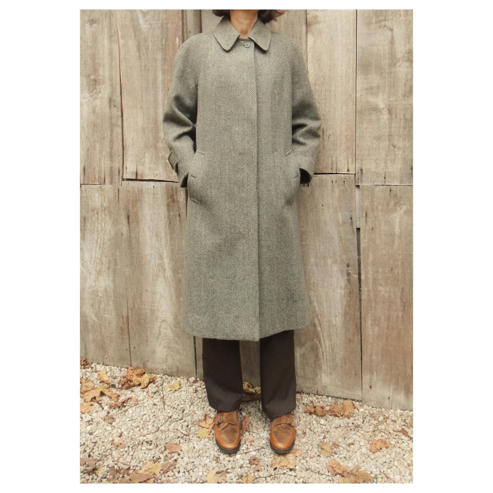 Burberry vintage coat in Shetland tweed 38 Grey Wool ref.149959