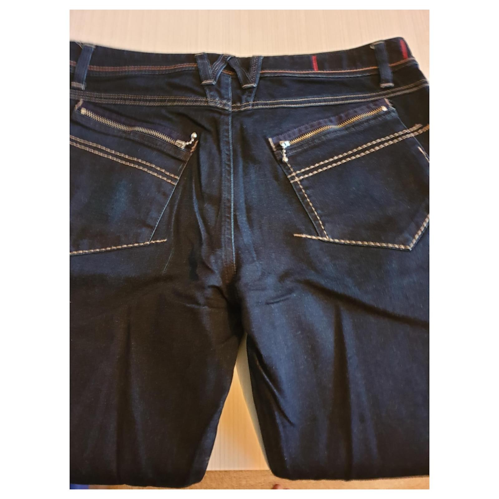 Marithé et François Girbaud Jeans droit Corde Bleu foncé ref.150057 Joli Closet