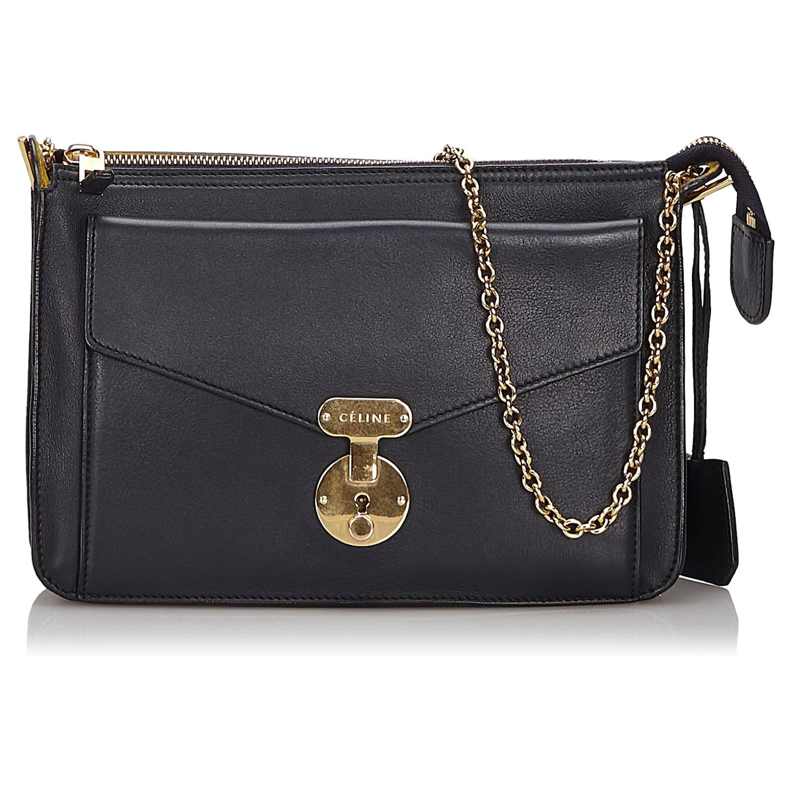 C?�line Celine Sac ?� bandouli?�re en cuir noir M?�tal ref.150106 - Joli Closet