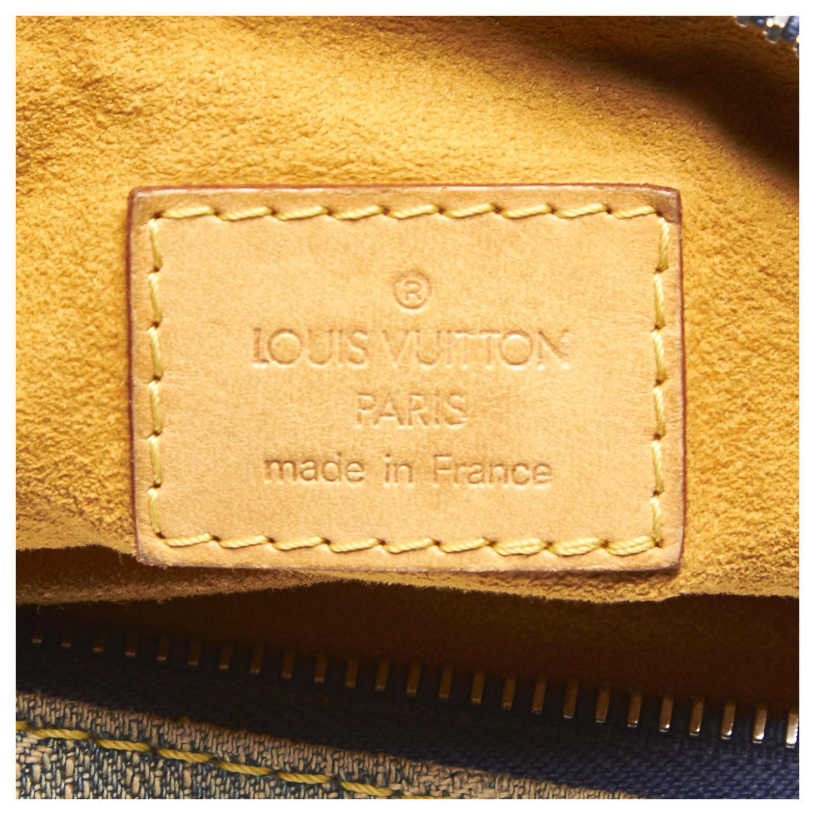 Louis Vuitton Blue Monogram Denim Baggy PM Brown Leather Cloth ref.150135 -  Joli Closet