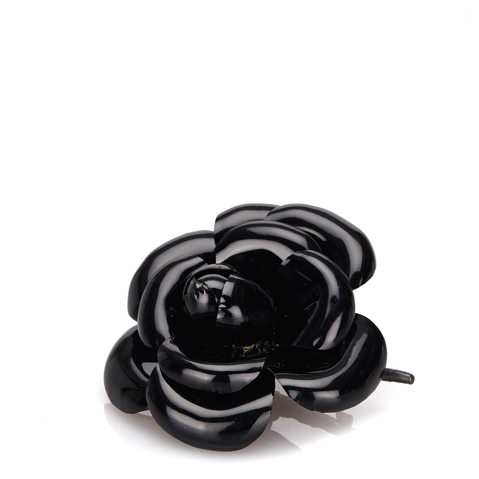 Chanel Black Camellia Brooch