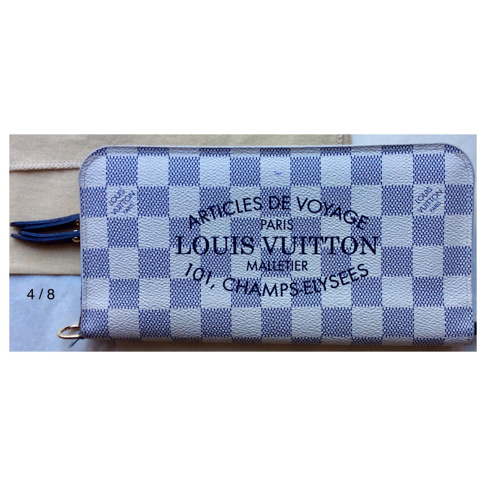 Brazza Louis Vuitton long wallet Damier Azur model Unusual Blue Beige  Leather Cloth ref.150376 - Joli Closet