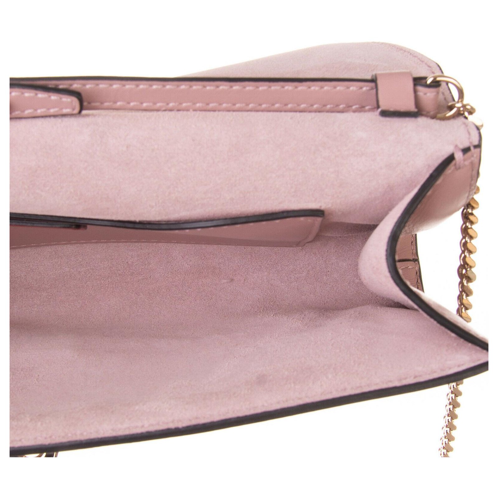 VALENTINO Demilune Dusty Pink Mink Fur Rockstud Flap Bag