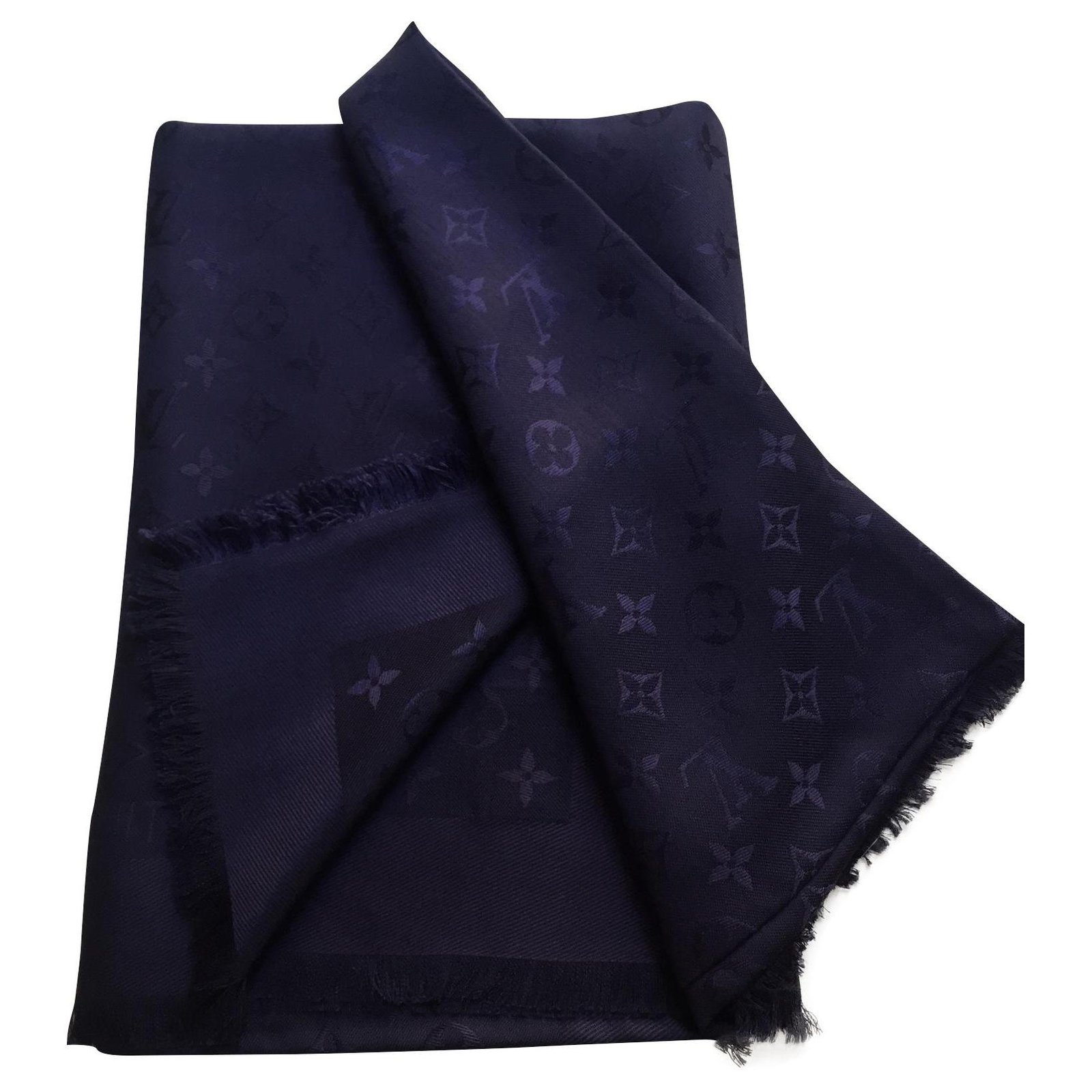 Louis Vuitton Monogram Scarf Blue Wool ref.150718 - Joli Closet