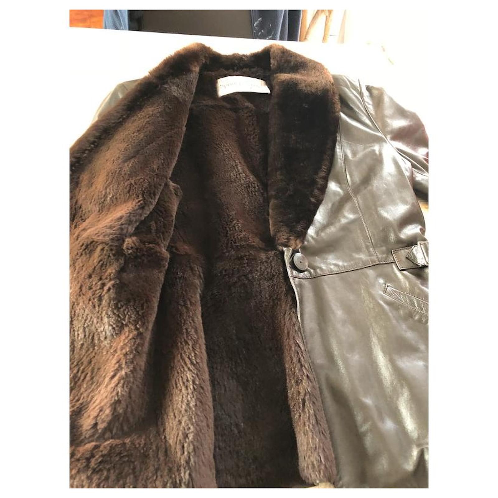 Sprung Frères Jacken Dunkelbraun Pelz Lammfell Joli
