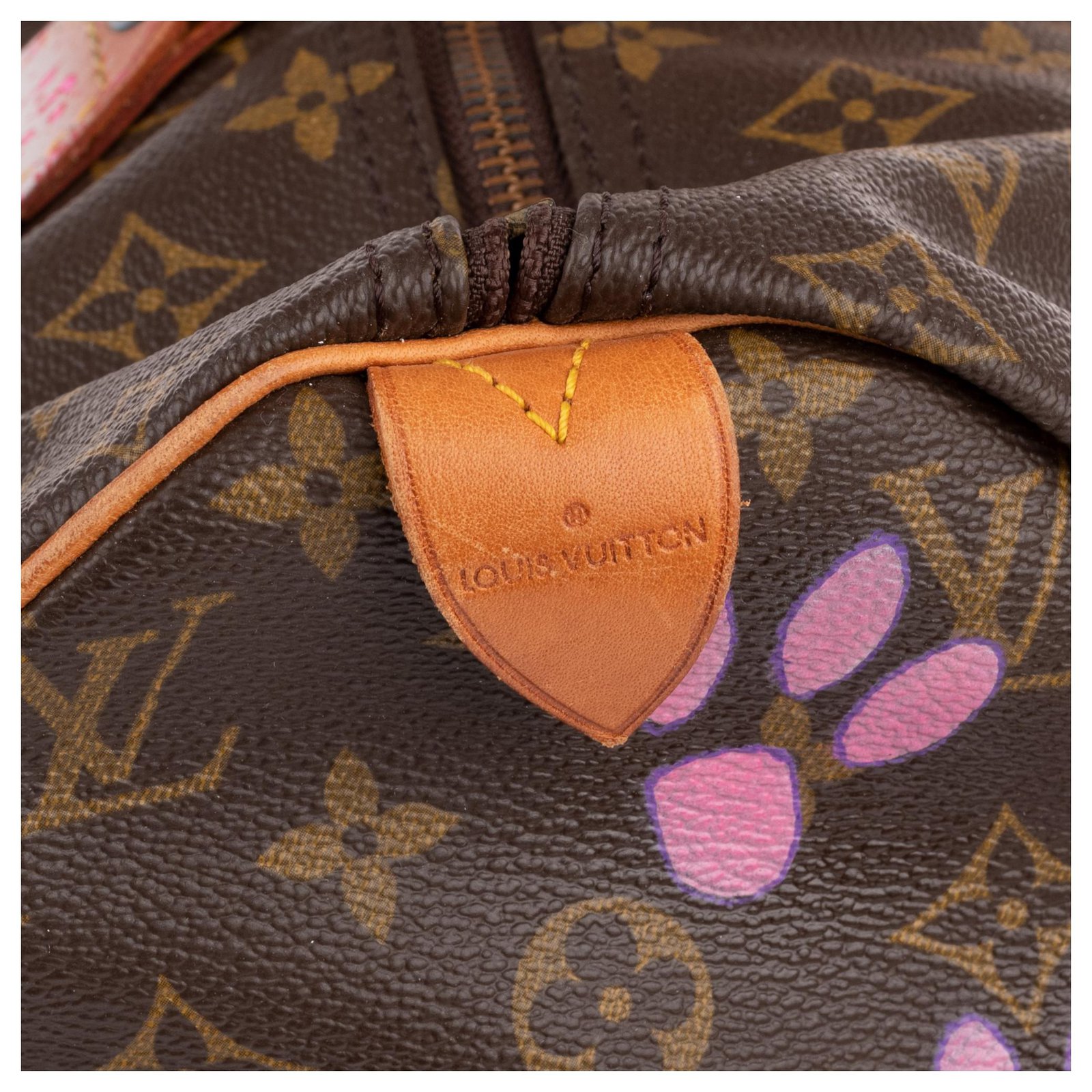 Louis Vuitton Speedy 40 Monogram Pink Panther II customized by PatBo!  Brown Leather Cloth ref.150795 - Joli Closet