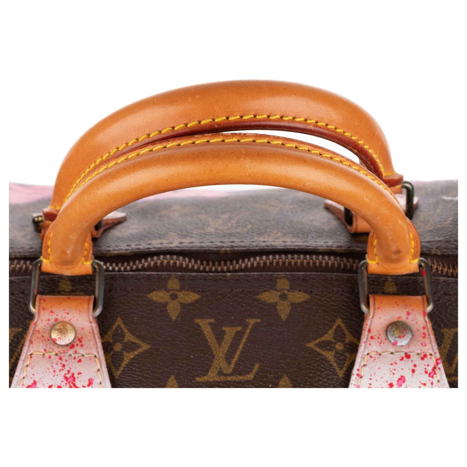 Louis Vuitton Speedy 40 Monogram Pink Panther II customized by PatBo!  Brown Leather Cloth ref.150795 - Joli Closet