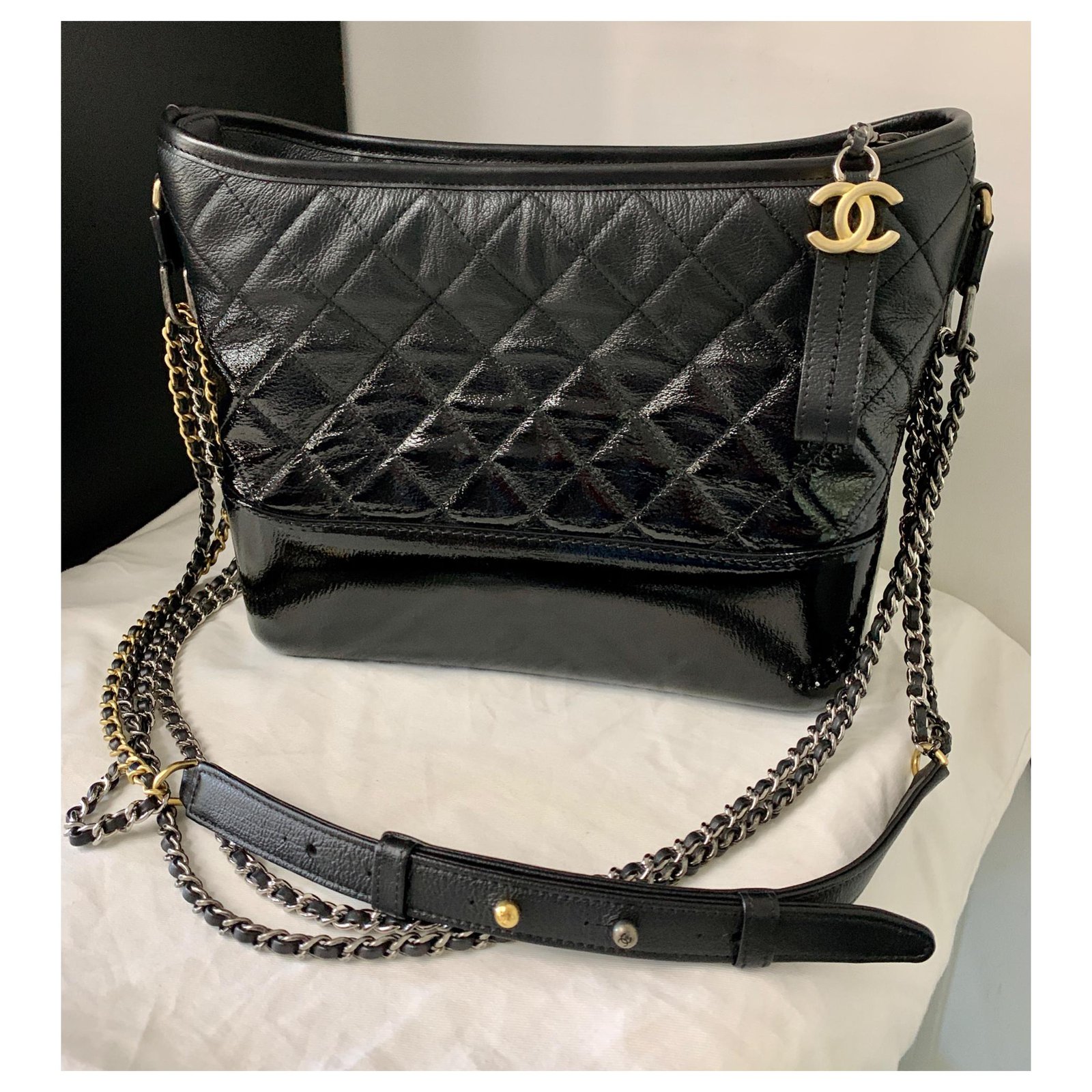 CHANEL bag 'Gabrielle Hobo' in aged black quilted leather - VALOIS VINTAGE  PARIS