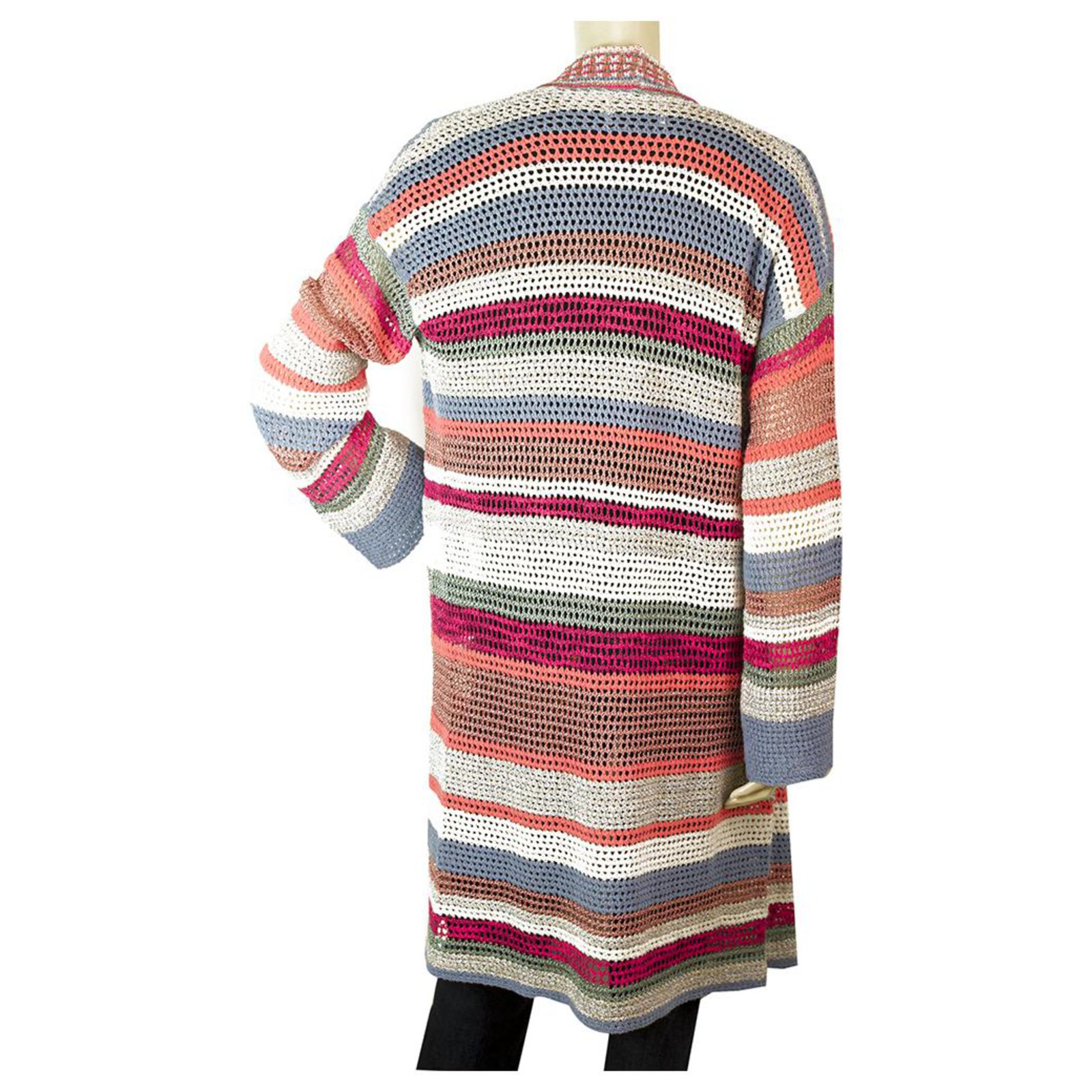 Zadig & Voltaire Celia Open Knit Multi-Color Long Length Open Cardigan - retailer size XS