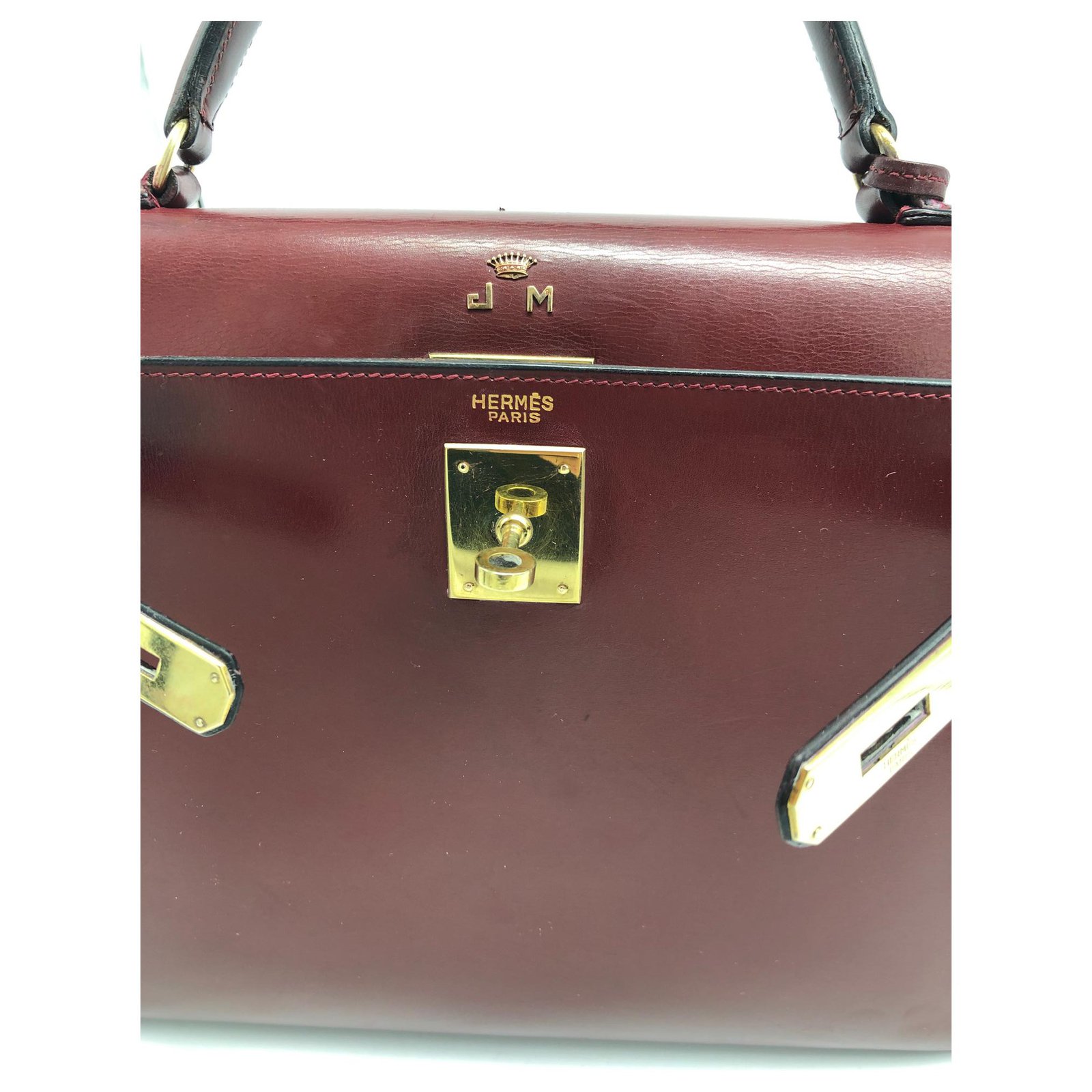 Hermès Kelly 28 cm red box leather Hermes bordeaux ref.151990 - Joli Closet