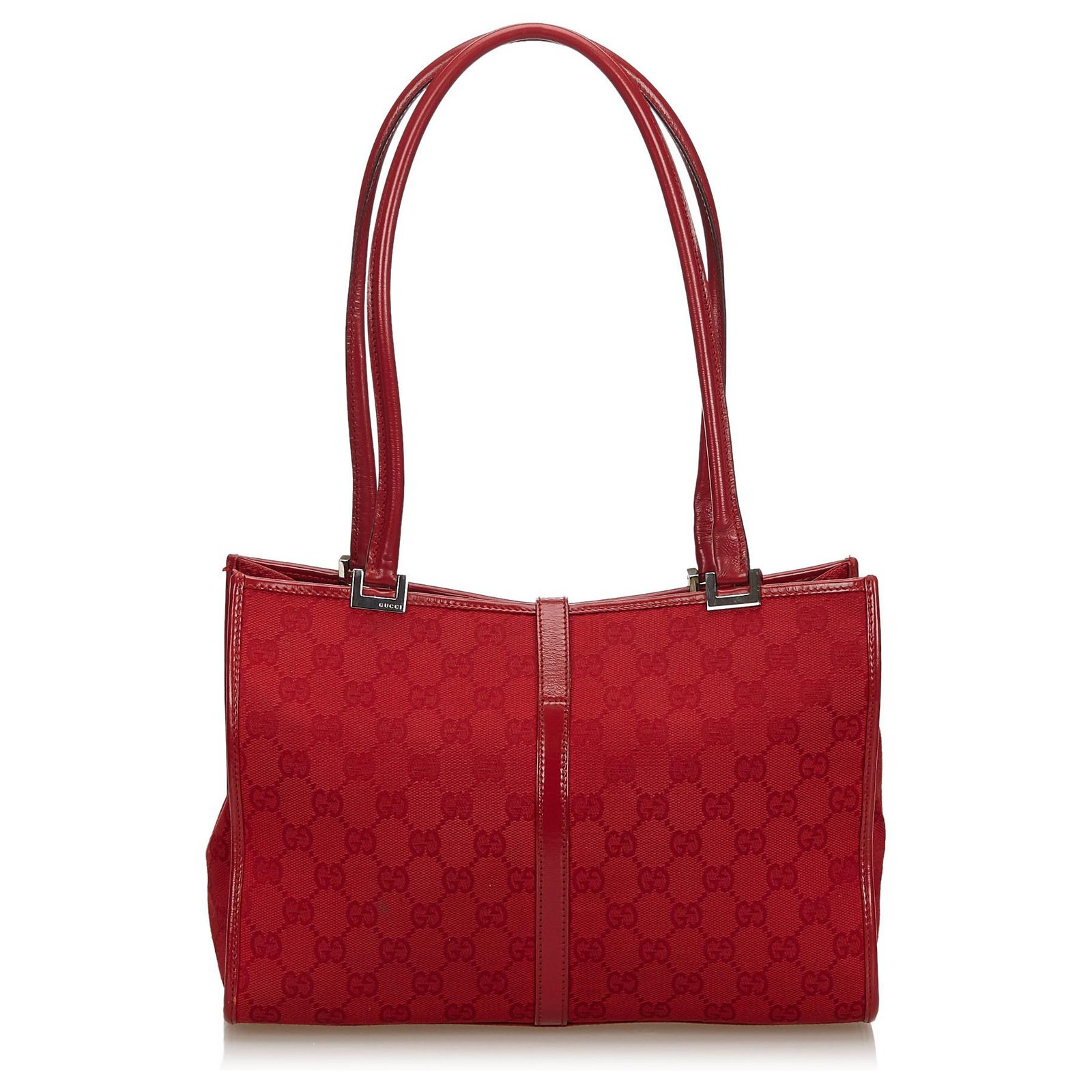 Gucci Red GG Canvas Jackie Shoulder Bag Leather Cloth Cloth ref.152292 ...