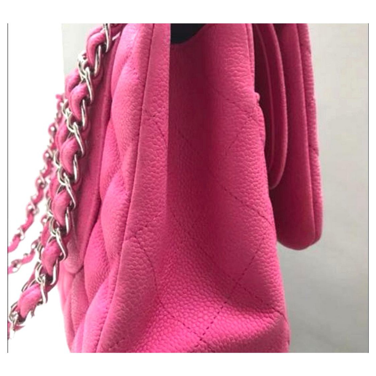 Chanel Pink suede caviar Jumbo flap bag Leather ref.175837 - Joli Closet