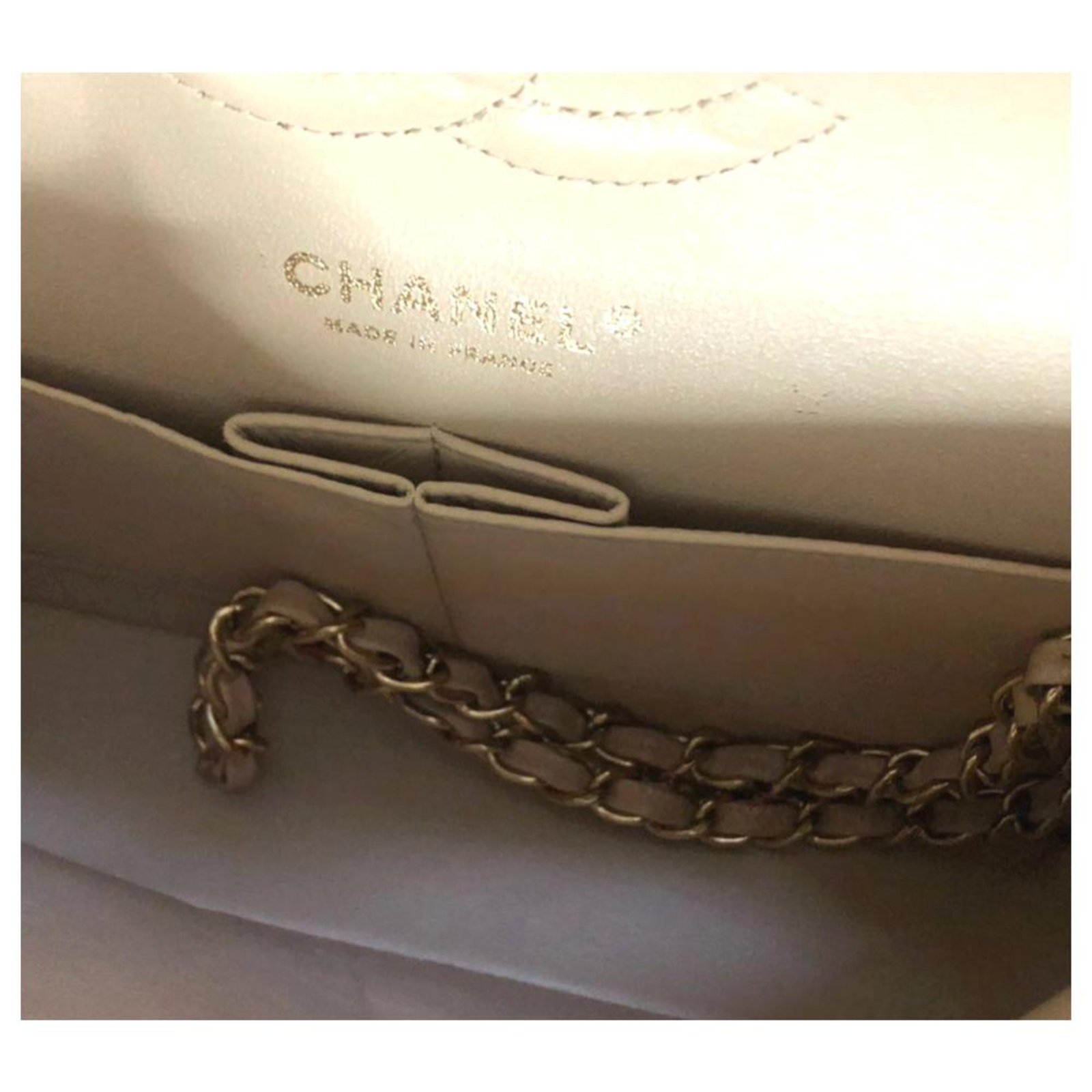 Chanel Medium beige caviar classic flap bag Leather ref.152383